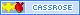 a yellow bat symbol and a pixel rose sprite on the left side, and 'cassrose', the ship name for cass cain and rose wilson, to the right. the badge is in a blue colorscheme