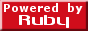 'powered by ruby' in white text on a red background