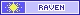 a yellow spark sprite to the left and 'raven' in purple text to the right, representing the character raven from the new teen titans. the badge is in a purple colorscheme