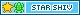 blue colorscheme badge with two pixel symbols, a yellow star and a green beetle, to the left, and text to the right of the ship name for courtney whitmore and cindy burman, 'star shiv'
