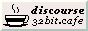 discourse at 32 bit dot cafe with a pixel art cup of coffee next to the text