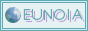 button for this site that says 'eunoia' in multi colored layered text with the site's globe favicon to the left side of the text and a layered pixel border around the canvas