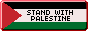 palestinian flag with black text inside the white bar that reads 'stand with palestine'