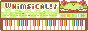 a suitably whimsical pixel button that mimics a piano in appearance