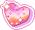 a heart with the lesbian flag colors on it