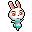 pixel sprite of ruby, a rabbit villager from animal crossing
